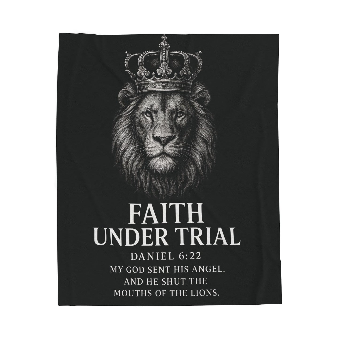 Faith Under Trial Lion Blanket — Daniel 6:22 Scripture Throw | Christian Plush Blanket, Inspirational Bible Verse Home Décor, Religious Gift