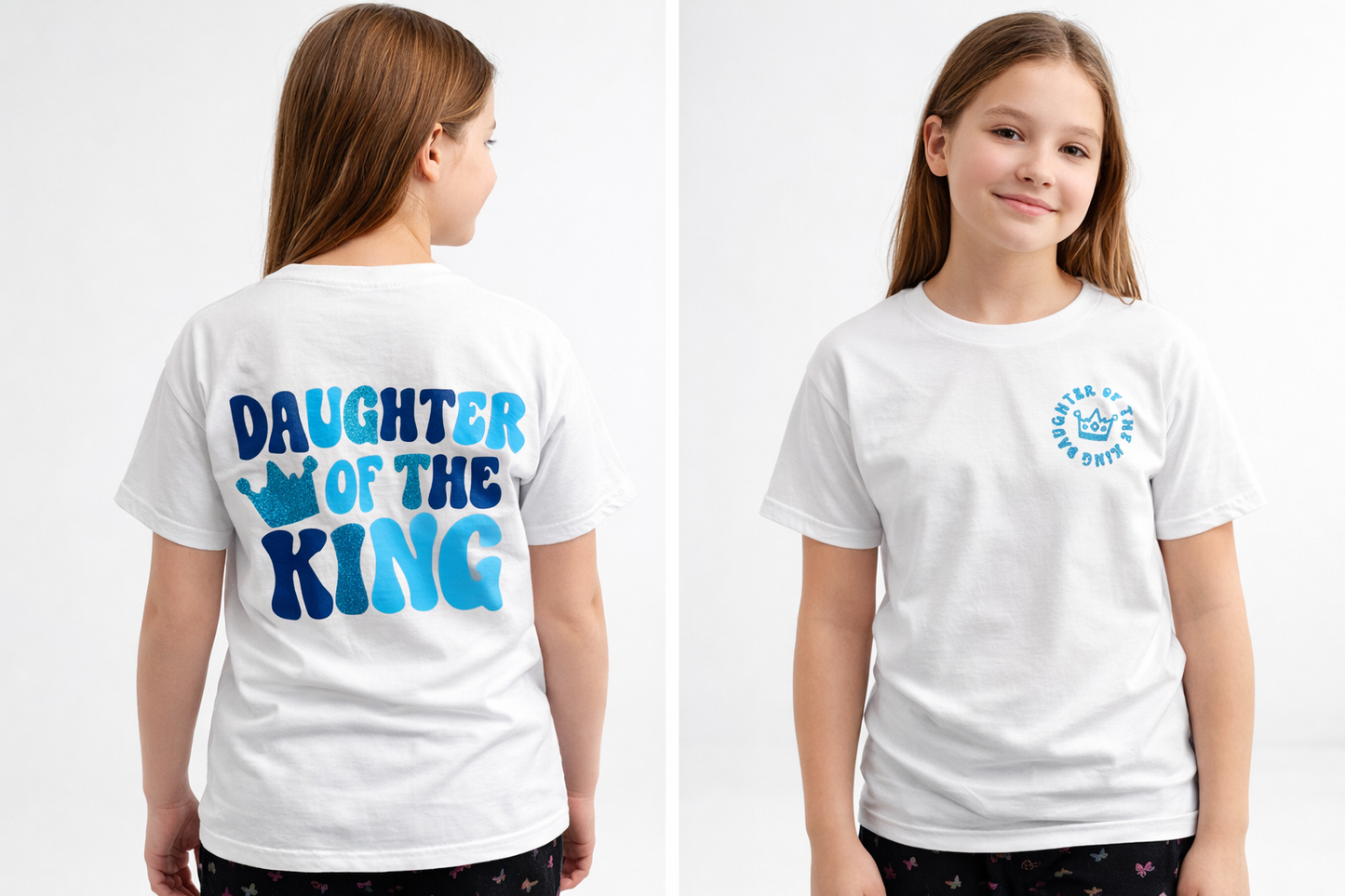 Daughter of the King Youth Shirt | Christian Girls Glitter Tee