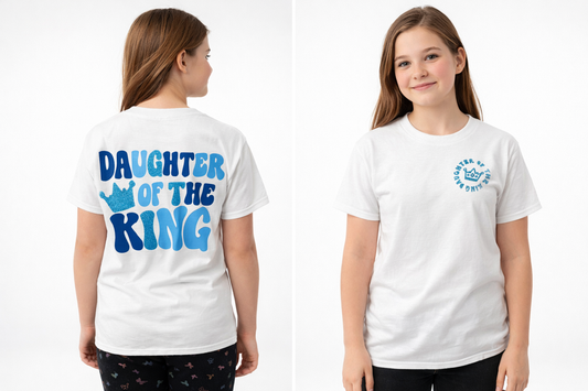 Daughter of the King Youth Shirt | Christian Girls Glitter Tee