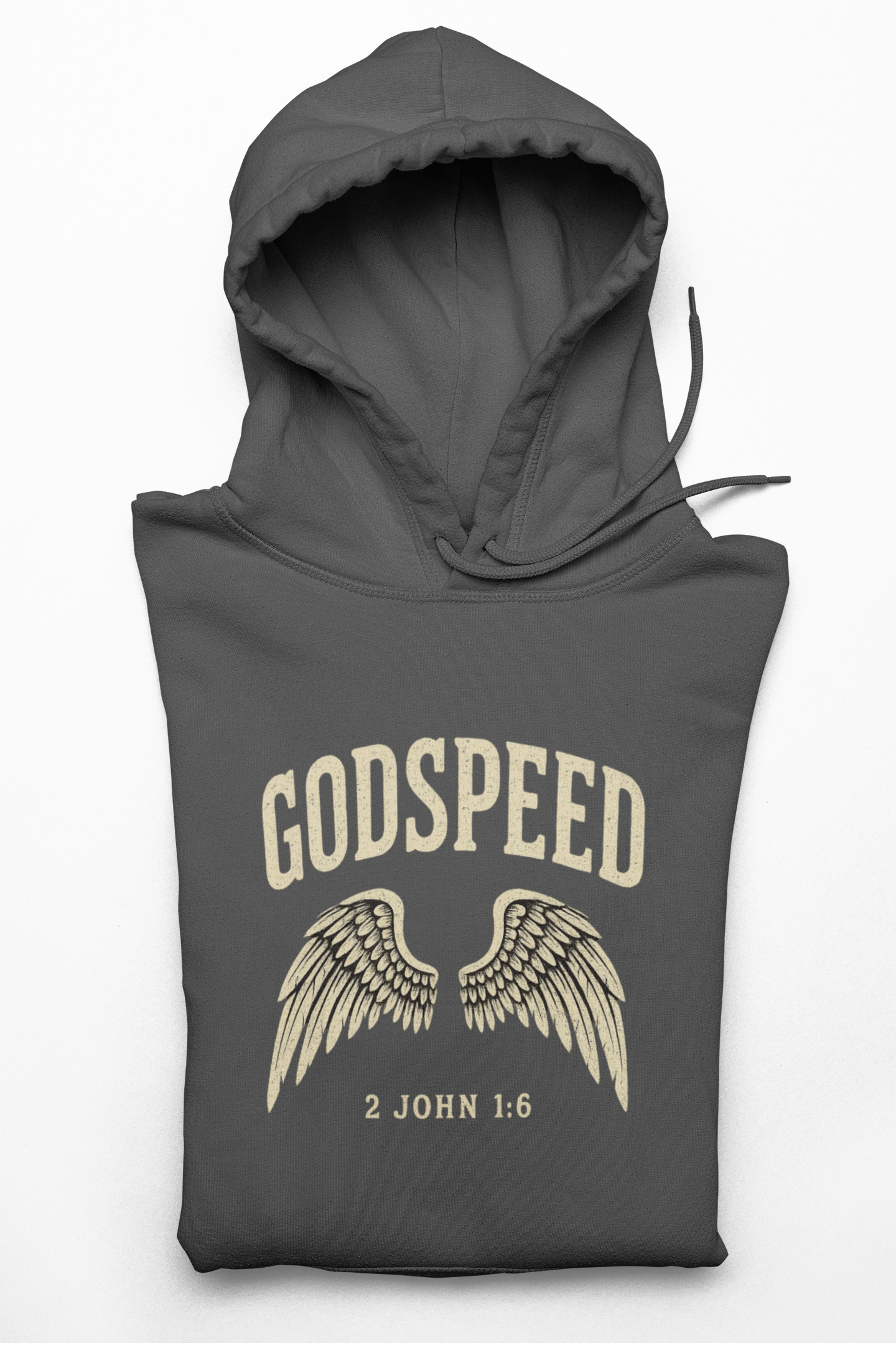 Vintage Godspeed Hoodie – Faith Streetwear with Wings Graphic, 2 John 1:6 Bible Verse