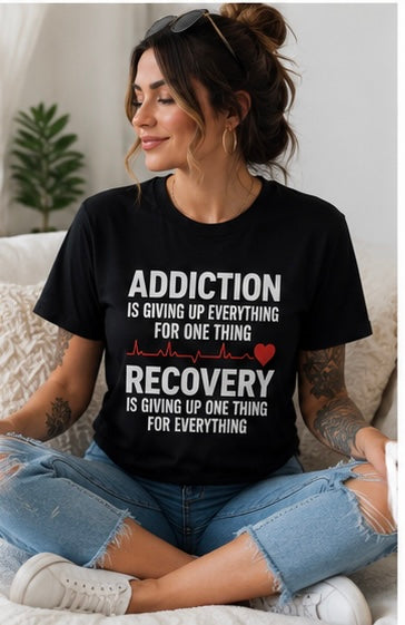 Recovery Christian T-Shirt | Addiction vs Recovery Faith Tee