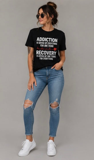 Recovery Christian T-Shirt | Addiction vs Recovery Faith Tee