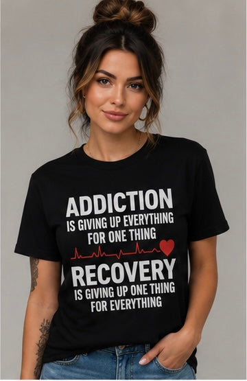 Recovery Christian T-Shirt | Addiction vs Recovery Faith Tee