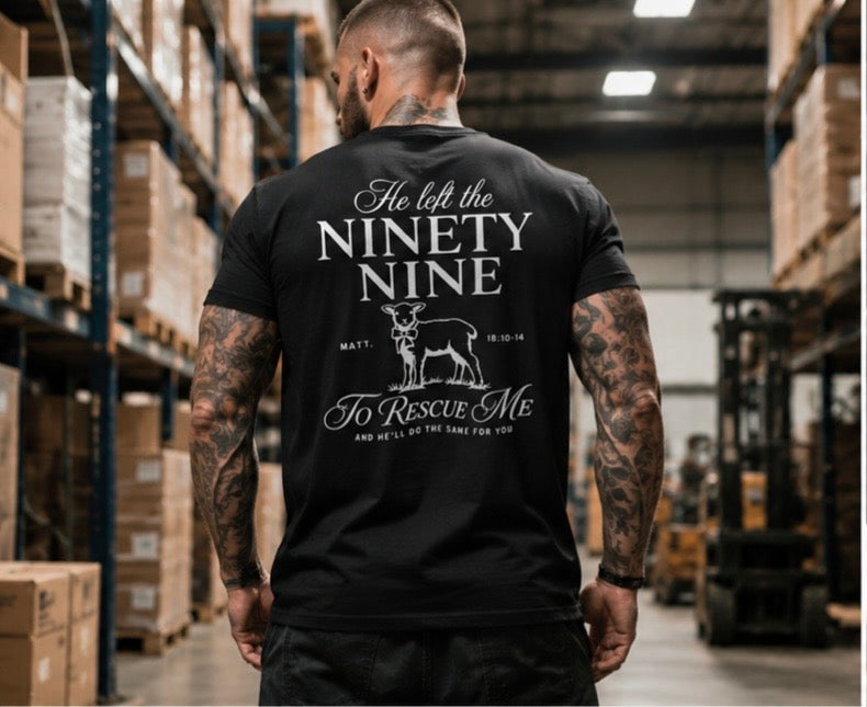 Rescued By Grace Christian T-Shirt | Matthew 18:10-14 Lost Sheep Tee