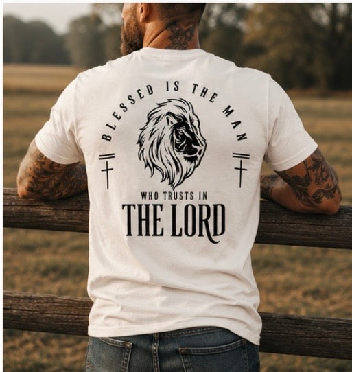 Blessed Is The Man Christian T-Shirt | Faith Based Lion Graphic Tee