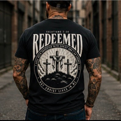 Redeemed Christian T-Shirt | Galatians 2:20 Faith Based Graphic Tee