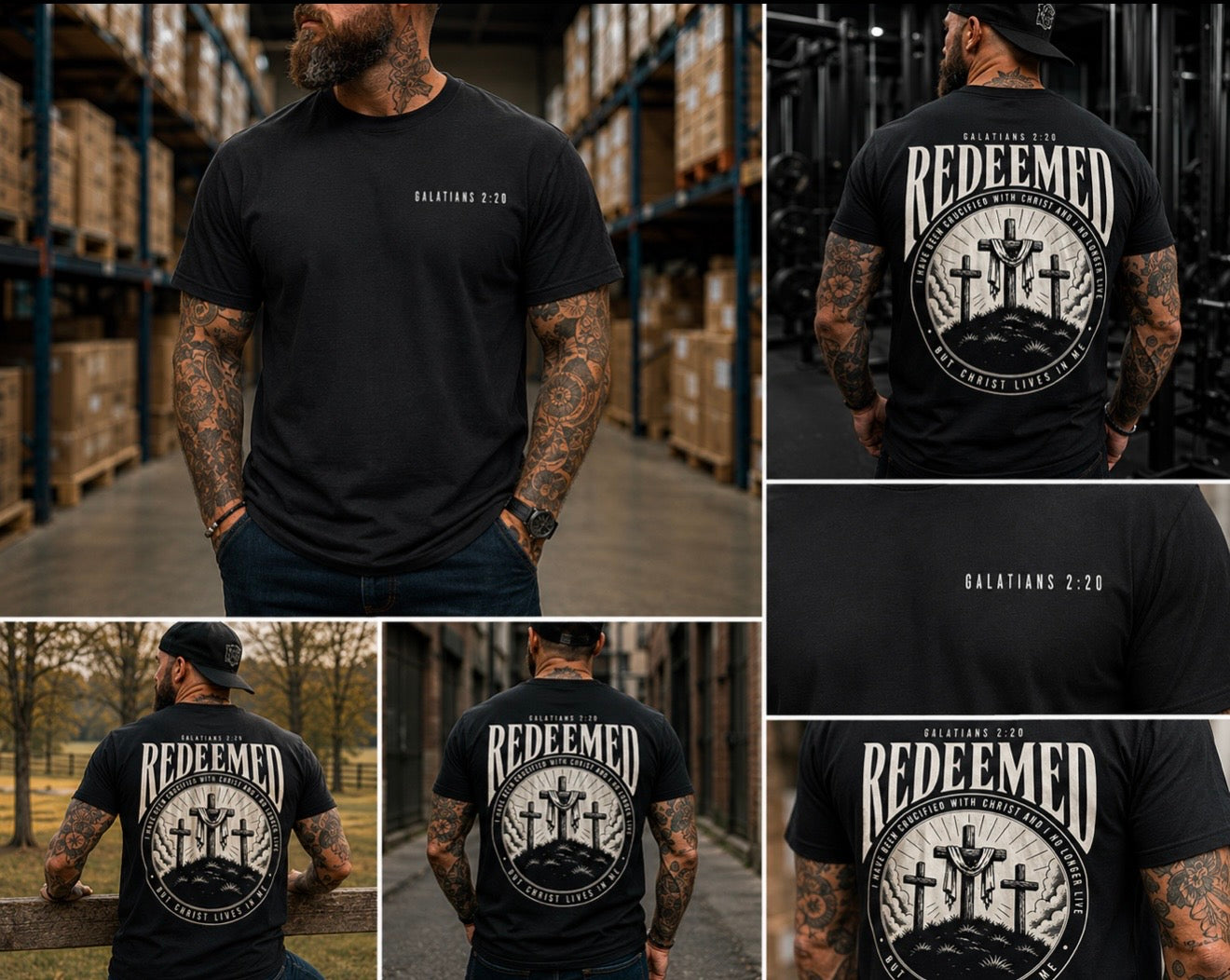 Redeemed Christian T-Shirt | Galatians 2:20 Faith Based Graphic Tee