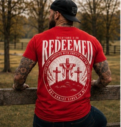 Redeemed Christian T-Shirt | Galatians 2:20 Faith Based Graphic Tee