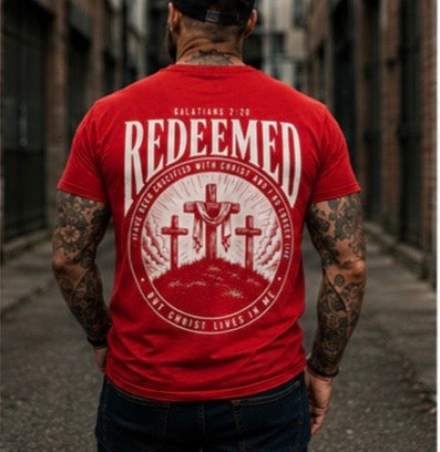 Redeemed Christian T-Shirt | Galatians 2:20 Faith Based Graphic Tee