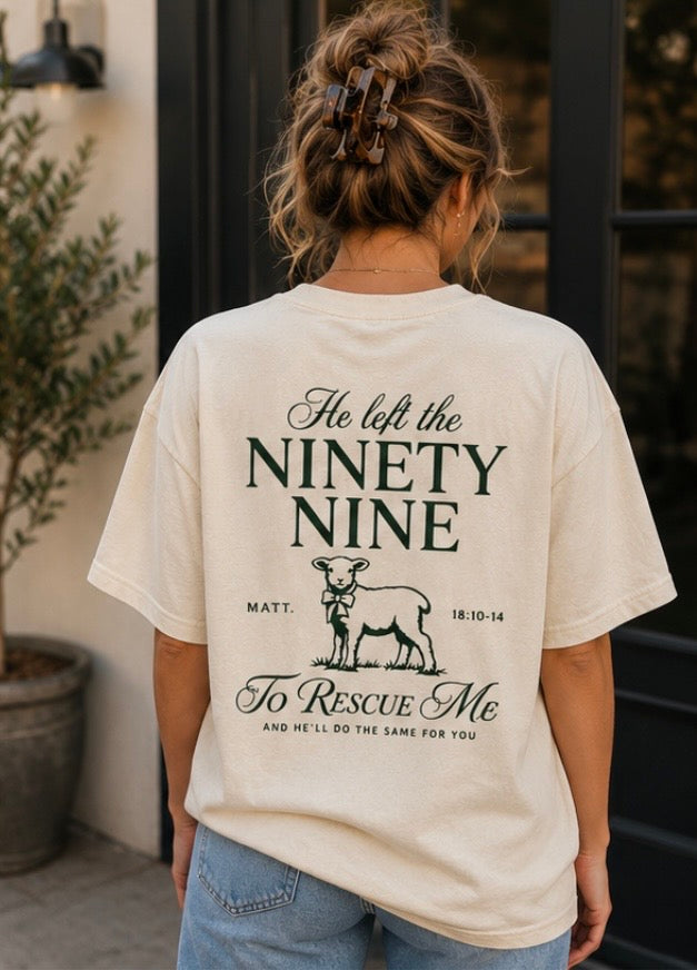 Rescued By Grace Christian T-Shirt | Matthew 18:10-14 Lost Sheep Tee