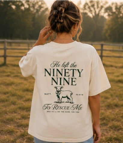 Rescued By Grace Christian T-Shirt | Matthew 18:10-14 Lost Sheep Tee