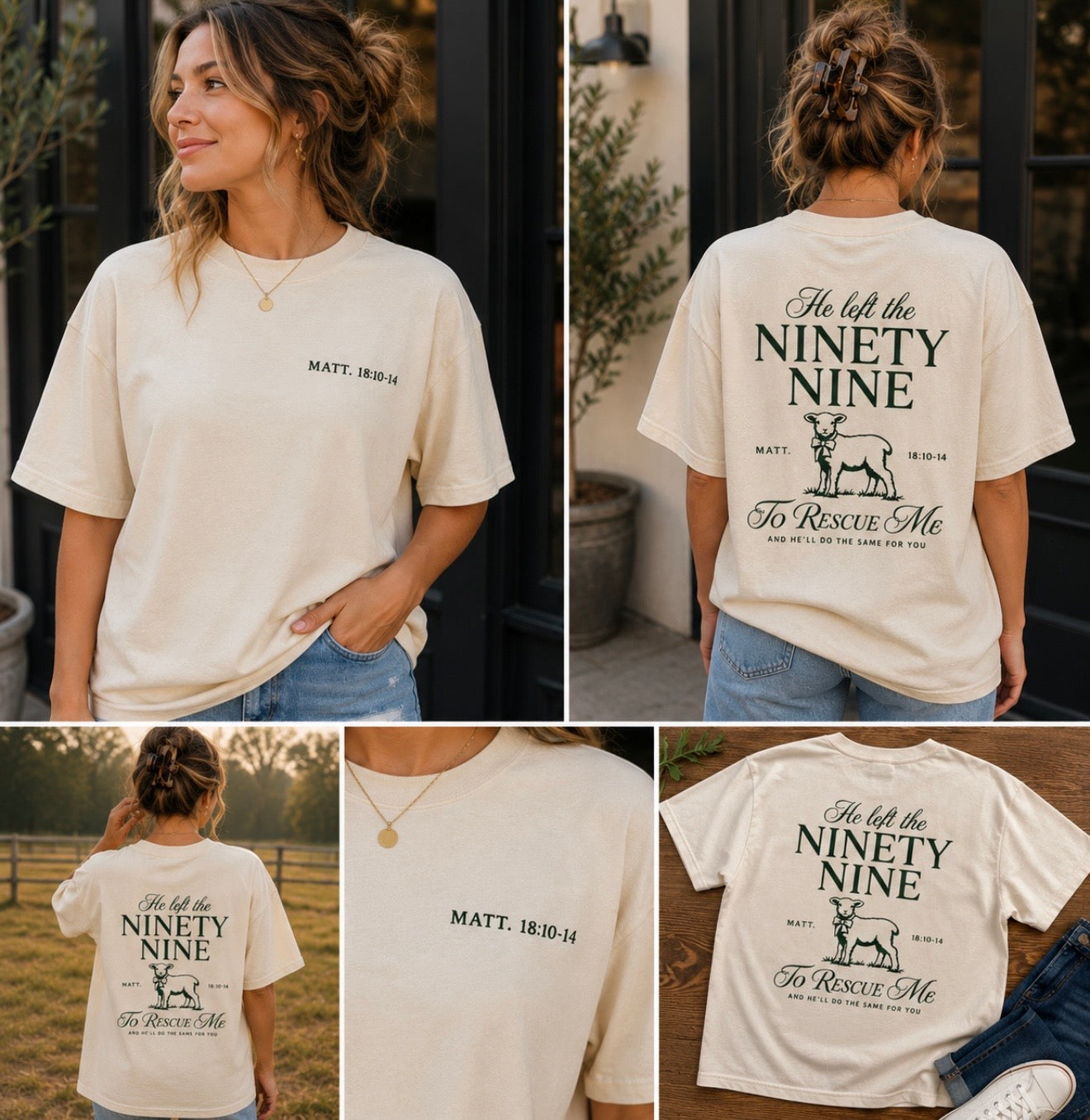 Rescued By Grace Christian T-Shirt | Matthew 18:10-14 Lost Sheep Tee