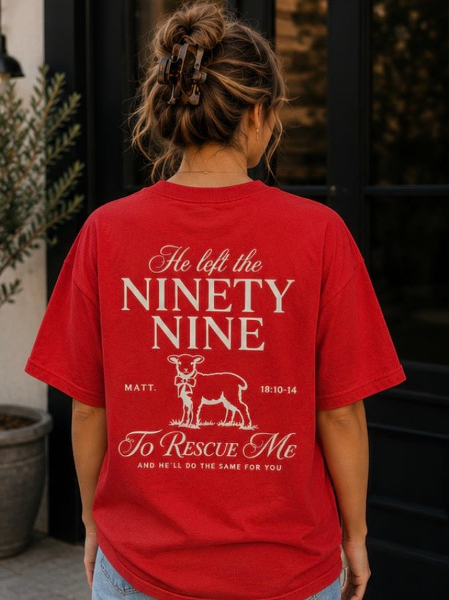 Rescued By Grace Christian T-Shirt | Matthew 18:10-14 Lost Sheep Tee