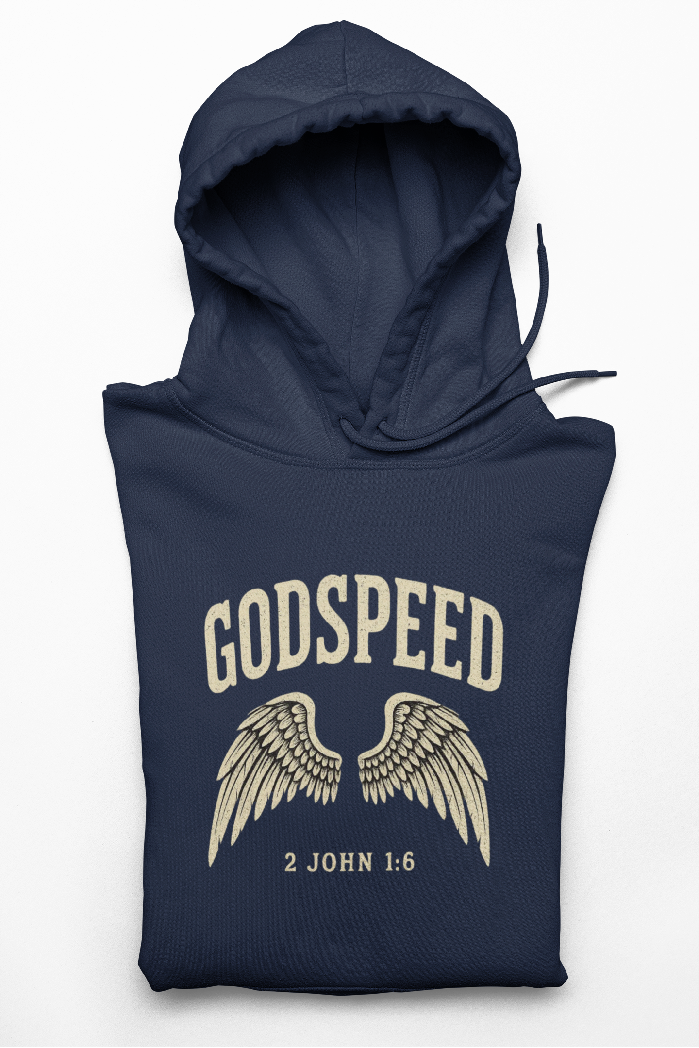 Vintage Godspeed Hoodie – Faith Streetwear with Wings Graphic, 2 John 1:6 Bible Verse