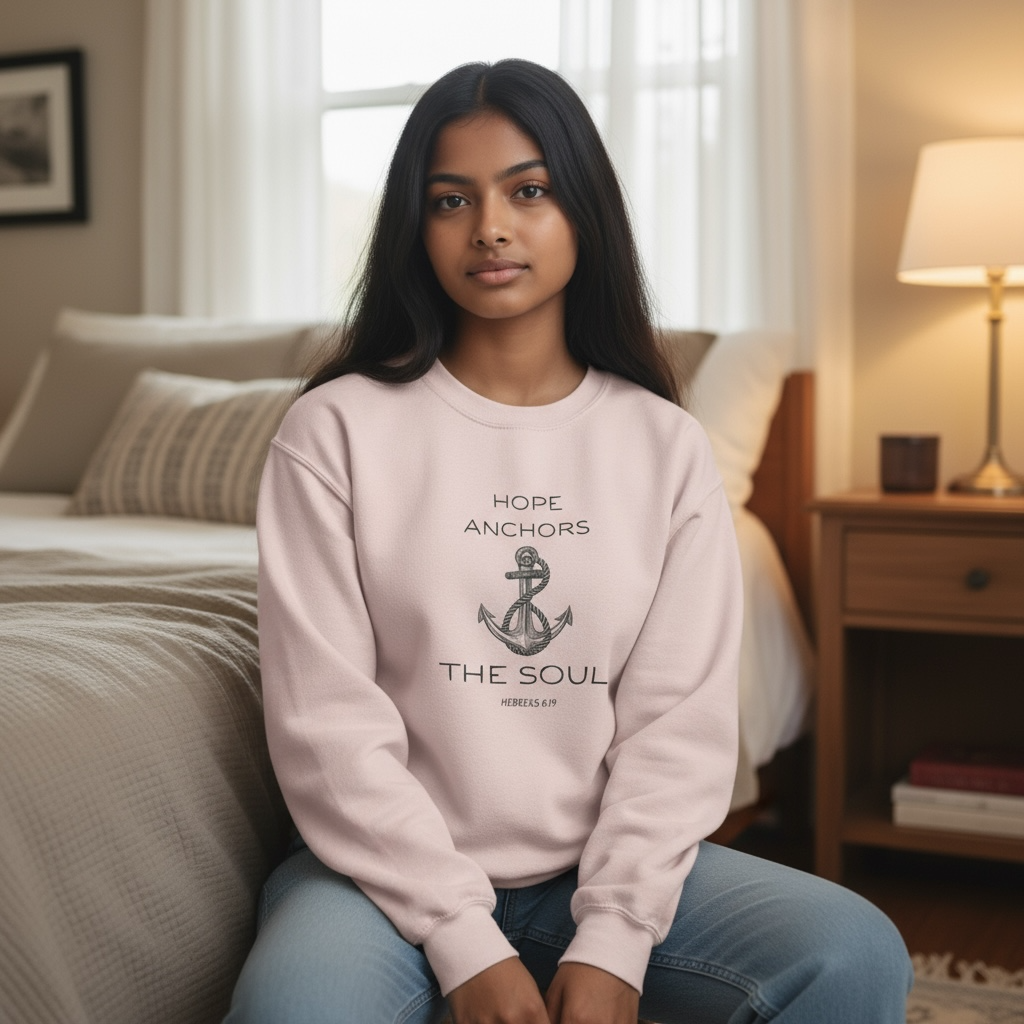 Hope Anchors the Soul Christian Crewneck Sweatshirt | Hebrews 6:19