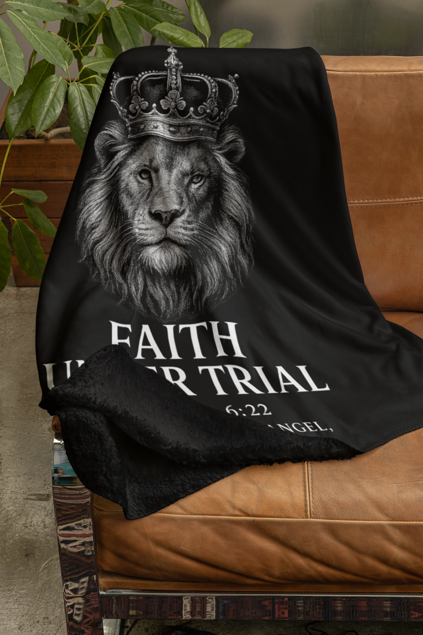Faith Under Trial Lion Blanket — Daniel 6:22 Scripture Throw | Christian Plush Blanket, Inspirational Bible Verse Home Décor, Religious Gift